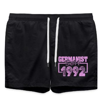 German studies scholar 1992 - Swim Trunks - black - Front - AI Model Male 185 light (185cm)