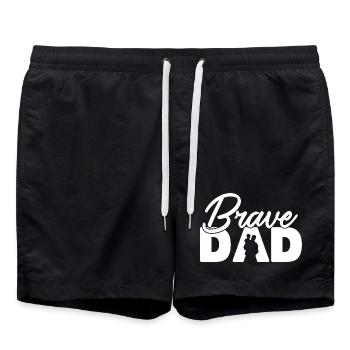 Mutiger Vater-Vater-und-Kind-Silhouetten-Design - Badeshorts - Schwarz - Vorne - AI Model Male 185 light (185cm)