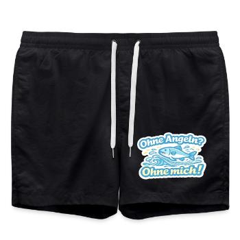 Ohne Angel? Ohne mich! Fischspruch - Badeshorts - Schwarz - Vorne - AI Model Male 185 light (185cm)