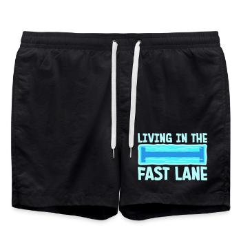 Life In The Fast Lane Float Funny Pool Saying - Swim Trunks - black - Front - AI Model Male 185 light (185cm)