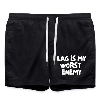 Lag is my worst enemy - Swim Trunks - black - Front - AI Model Male 185 light (185cm)