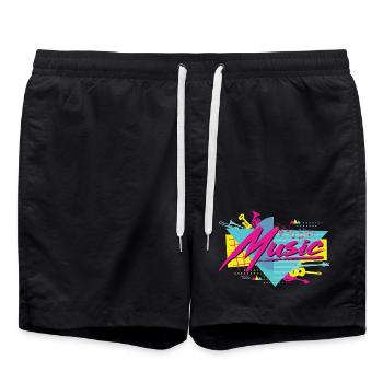 Neon Musik Retro Vibe - Badeshorts - Schwarz - Vorne - AI Model Male 185 light (185cm)