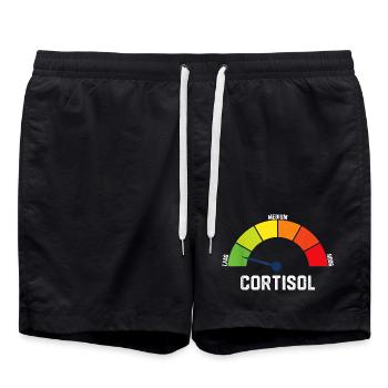 Cortisol Low – Relaxed Anti-Stress Design - Swim Trunks - black - Front - AI Model Male 185 light (185cm)