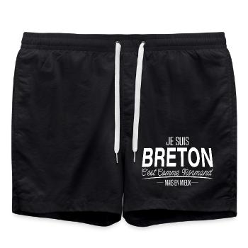 T-shirt Humour  Je suis Breton - Short de bain - noir - Devant - AI Model Male 185 light (185cm)