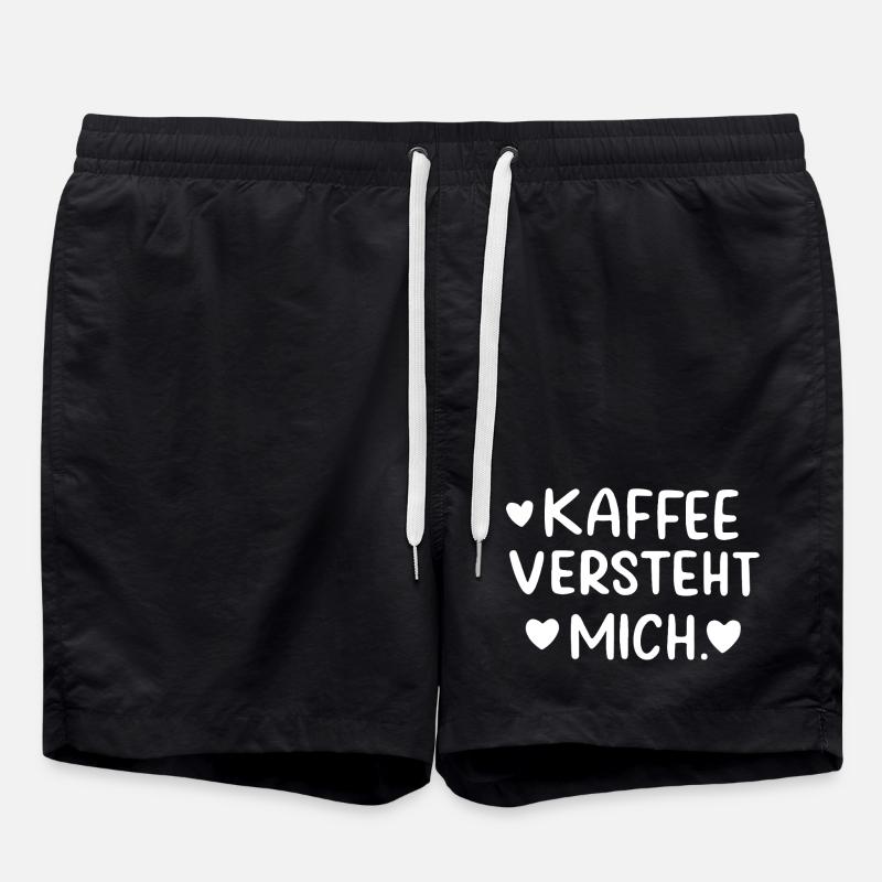 Kaffee Versteht Mich Morgenmuffel Koffeinjunkie - Badeshorts - Schwarz