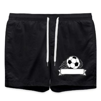 Fußball Namensschild Banner - Badeshorts - Schwarz - Vorne - AI Model Male 185 light (185cm)