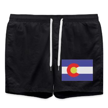 Colorado state flag - Swim Trunks - black - Front - AI Model Male 185 light (185cm)