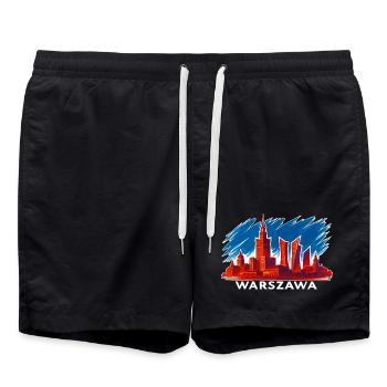 Warschau Skyline Kunst – Warszawa Silhouette - Badeshorts - Schwarz - Vorne - AI Model Male 185 light (185cm)