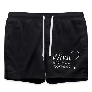 Was schaust du? Unhöfliche, freche sarkastische Texte. - Badeshorts - Schwarz - Vorne - AI Model Male 185 light (185cm)