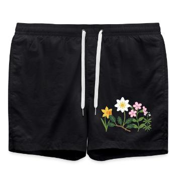 Bunte Narzisse · Blumen · Blumenstrauß - Badeshorts - Schwarz - Vorne - AI Model Male 185 light (185cm)