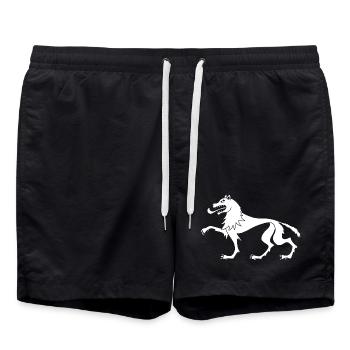 Mittelalterlicher Weißer Wolf - Badeshorts - Schwarz - Vorne - AI Model Male 185 light (185cm)