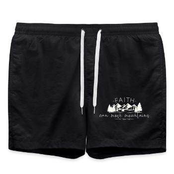 Faith can move Mountains, christliches Geschenk. - Badeshorts - Schwarz - Vorne - AI Model Male 185 light (185cm)