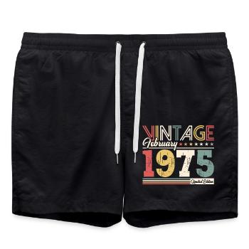 50ème anniversaire cadeau mari Original février 1975 - Short de bain - noir - Devant - AI Model Male 185 light (185cm)