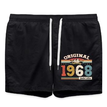 57. Geburtstag Geschenk Mann Original Februar 1968 - Badeshorts - Schwarz - Vorne - AI Model Male 185 light (185cm)