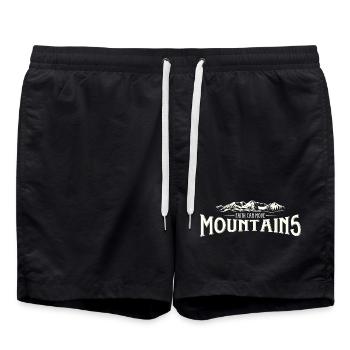 Faith can move Mountains, christliches Geschenk. - Badeshorts - Schwarz - Vorne - AI Model Male 185 light (185cm)