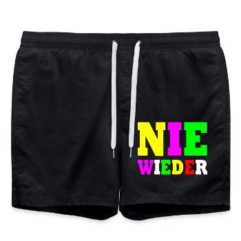 Nie wieder - Badeshorts - Schwarz - Vorne - AI Model Male 185 light (185cm)