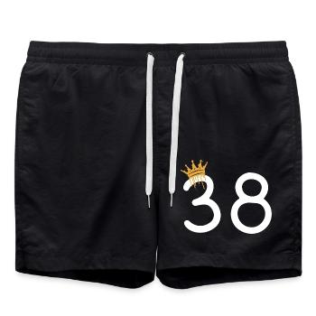 Numéro d'anniversaire élégant 38 avec couronne - Short de bain - noir - Devant - AI Model Male 185 light (185cm)