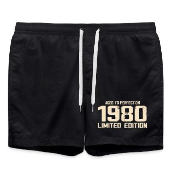 1980 Edition limitée 1980 Anniversaire 1980 Rétro - Short de bain - noir - Devant - AI Model Male 185 light (185cm)