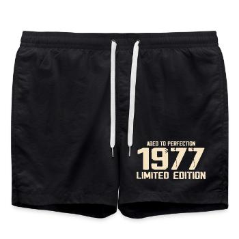 1977 Edition limitée 1977 Anniversaire 1977 Rétro - Short de bain - noir - Devant - AI Model Male 185 light (185cm)