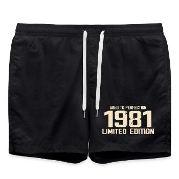 1981 Edition limitée 1981 Anniversaire 1981 Rétro - Short de bain - noir - Devant - AI Model Male 185 light (185cm)
