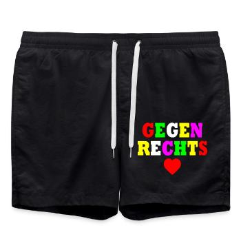 Gegen rechts - Badeshorts - Schwarz - Vorne - AI Model Male 185 light (185cm)