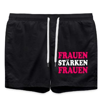 frauen stärken frauen - Badeshorts - Schwarz - Vorne - AI Model Male 185 light (185cm)