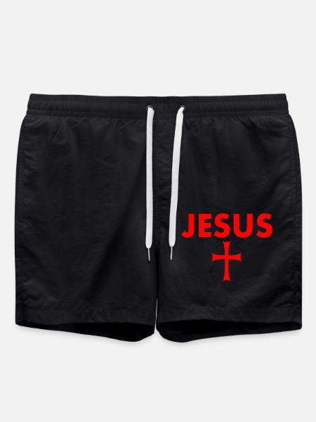 Jesus Cross - Swim Trunks - black