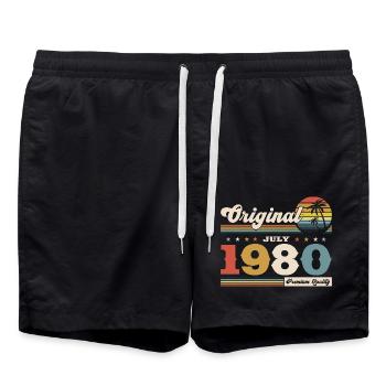45ème Anniversaire Original Juillet Millésime 1980 - Short de bain - noir - Devant - AI Model Male 185 light (185cm)