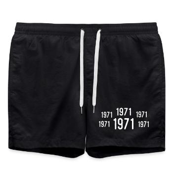 Rétro 1971 Anniversaire 1971 Cadeau vintage 1971 - Short de bain - noir - Devant - AI Model Male 185 light (185cm)