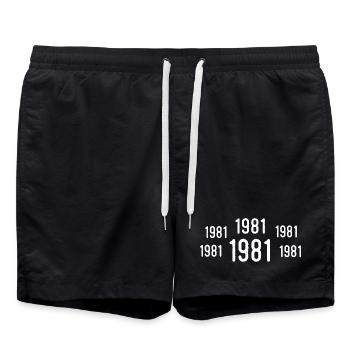 Retro 1981 Birthday 1981 Vintage Gift 1981 - Swim Trunks - black - Front - AI Model Male 185 light (185cm)