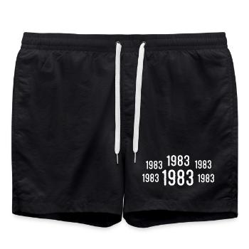 Retro 1983 Geburtstag 1983 Jahrgang Geschenk 1983 - Badeshorts - Schwarz - Vorne - AI Model Male 185 light (185cm)