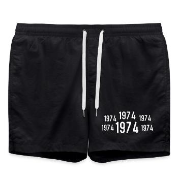 Retro 1974 Geburtstag 1974 Jahrgang Geschenk 1974 - Badeshorts - Schwarz - Vorne - AI Model Male 185 light (185cm)