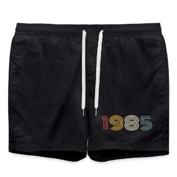 1985 Rétro Style 1985 Anniversaire 1985 Millésime - Short de bain - noir - Devant - AI Model Male 185 light (185cm)