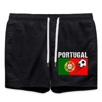 Portugal Flagge Portugiesischer Fußball Geschenk - Badeshorts - Schwarz - Vorne - AI Model Male 185 light (185cm)