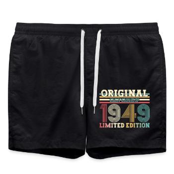 75th Birthday Legend October 1949 Volume 49 - Swim Trunks - black - Front - AI Model Male 185 light (185cm)