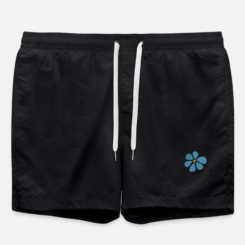 Embroidered daisy - Swim Trunks - black