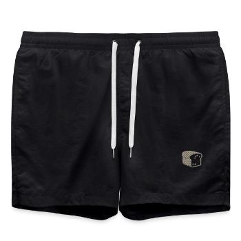 Toastbrot bestickt - Badeshorts - Schwarz - Vorne - AI Model Male 185 light (185cm)