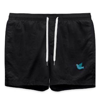 Colombe brodée - Short de bain - noir - Devant - AI Model Male 185 light (185cm)