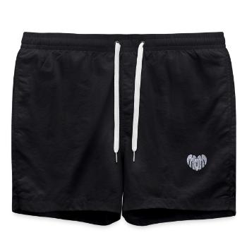 Mom Herz weiß bestickt - Badeshorts - Schwarz - Vorne - AI Model Male 185 light (185cm)