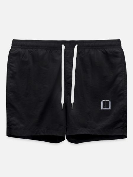 Buch bestickt - Badeshorts - Schwarz