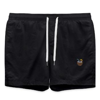 Kokosnuss bestickt - Badeshorts - Schwarz - Vorne - AI Model Male 185 light (185cm)