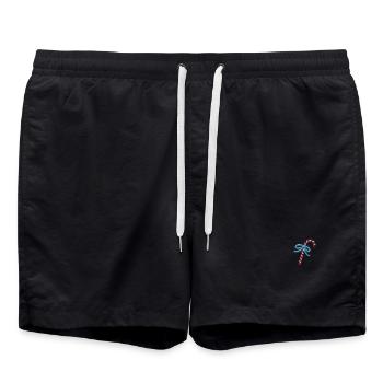 Weihnachtssüßigkeiten bestickt - Badeshorts - Schwarz - Vorne - AI Model Male 185 light (185cm)