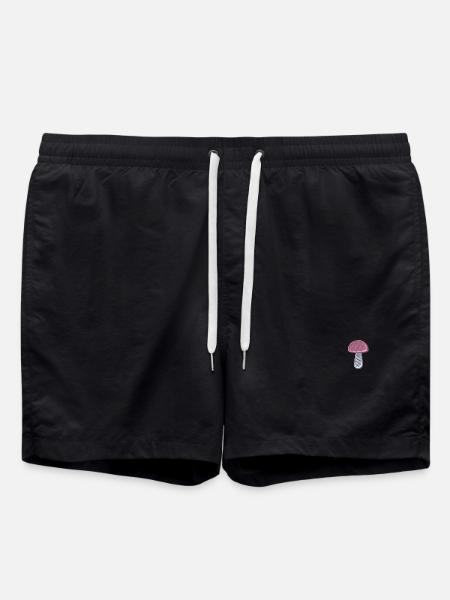 Pilz bestickt - Badeshorts - Schwarz