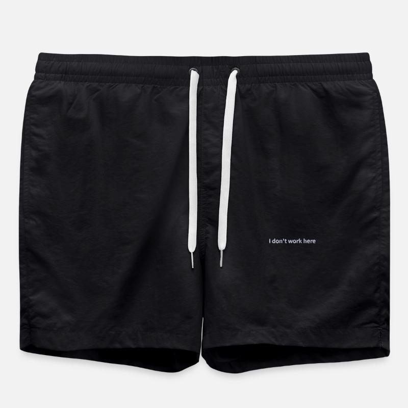 Statement "I don't work here" bestickt - Badeshorts - Schwarz