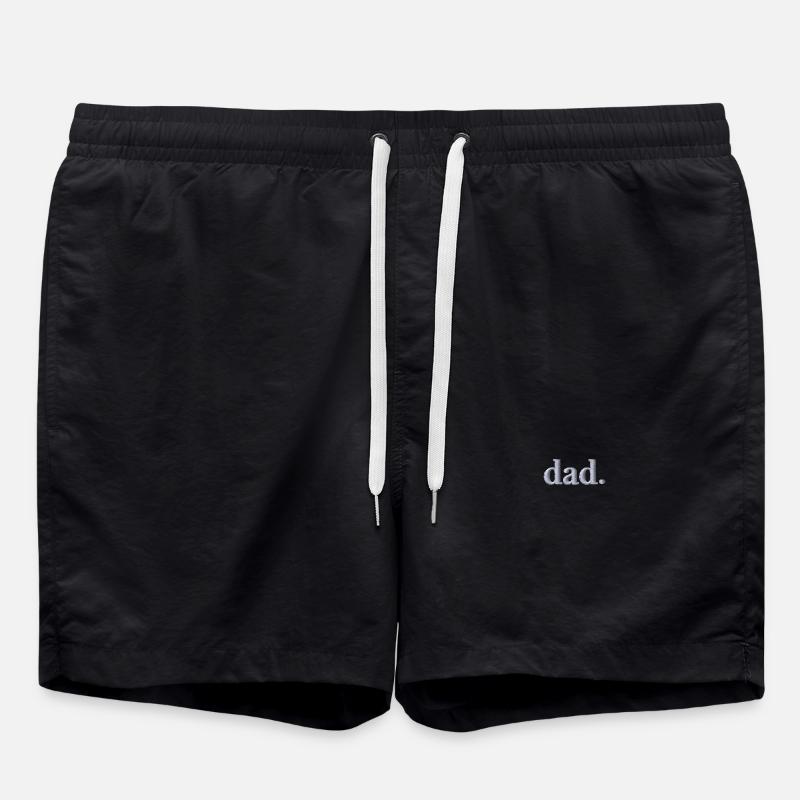 Lettrage papa blanc brodé - Short de bain - noir