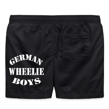 German Wheelie Boys Bike Stunts Design - Badeshorts - Schwarz - Hinten