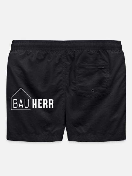 Bauherr mit Haus ohne Jahreszahl /hell - Badeshorts - Schwarz