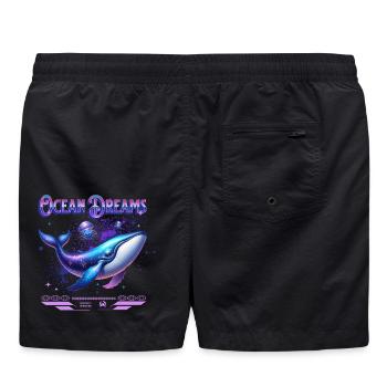 Rêves de l’océan : Baleine galactique - Short de bain - noir - Dos - AI Model Male 185 light (185cm)