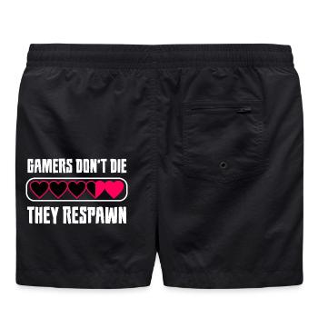 Gamer Herz Botschaft - Badeshorts - Schwarz - Hinten - AI Model Male 185 light (185cm)