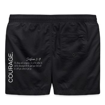 Mut - Josua 1:9 Christliches Design - Badeshorts - Schwarz - Hinten